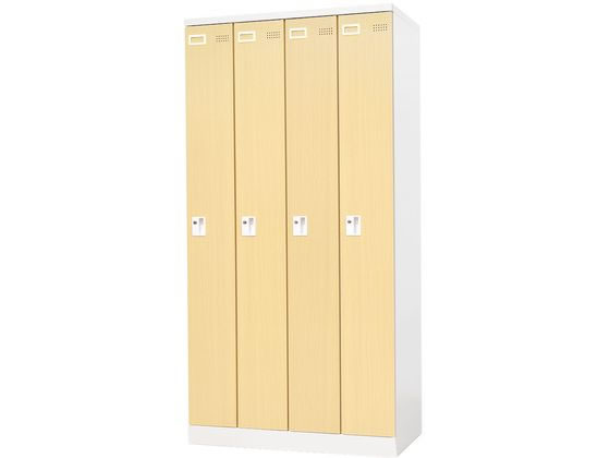 ●カラー：本体：ホワイト 扉：ナチュラル●サイズ：幅９００×奥行５１５×高さ１８００ｍｍ●重量：６４ｋｇ●材質：本体・扉：スチール（粉体塗装）／ラッチ機構付き／シリンダー錠●耐荷重：ハンガーパイプ２０