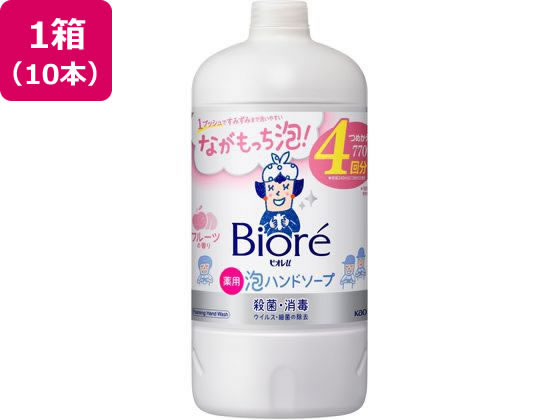 ●ハンドソープ（泡タイプ）●仕様：詰替用●内容量：７７０ｍＬ●注文単位（入数）：１箱（１０本）●液性：素肌と同じ弱酸性●フルーツの香り●医薬部外品【効能・効果】：殺菌・消毒／汚れ、ウイルス・細菌の除去
