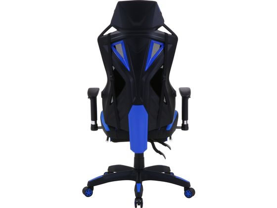 不二貿易 メッシュゲーミングチェア レイズ フットレスト付き BL 19430