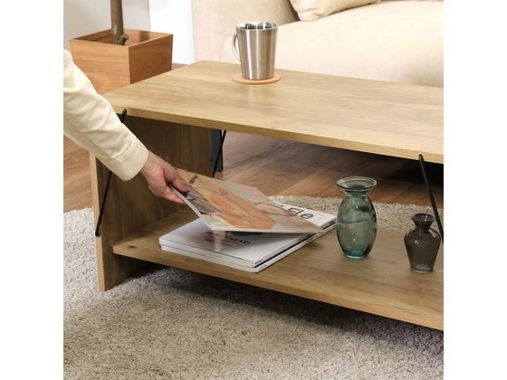 不二貿易 EZBOワイヤーテーブル オークナチュラル W800*D420*H400mm