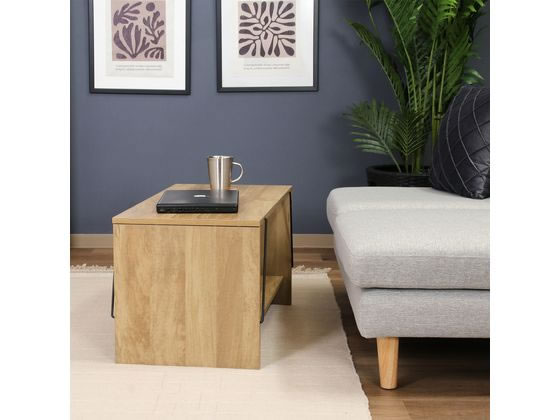 不二貿易 EZBOワイヤーテーブル オークナチュラル W800*D420*H400mm