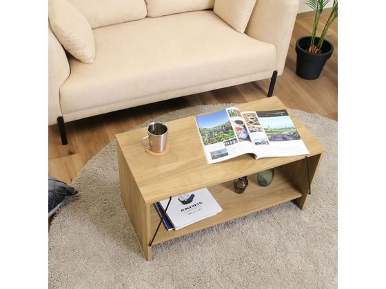 不二貿易 EZBOワイヤーテーブル オークナチュラル W800*D420*H400mm