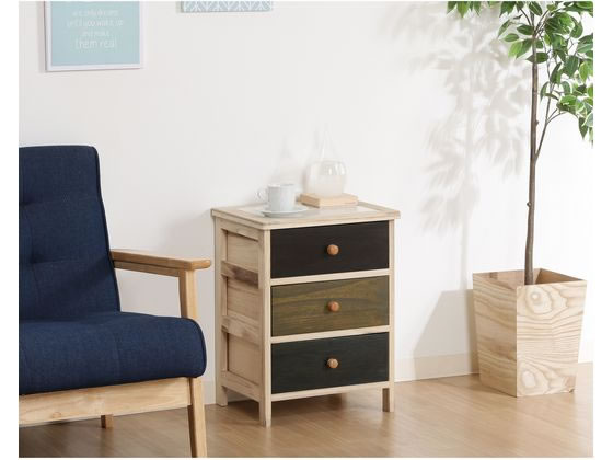 不二貿易 桐製 マルチカラフル3段ボックス シンクエ 2 39623 通販