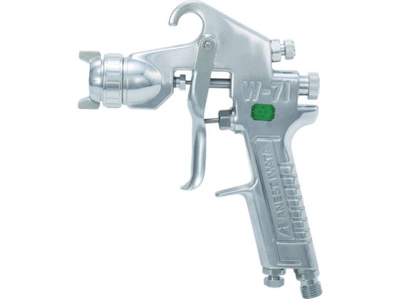 ●型番：W-71-3G●ノズル径（mm）：1．5 ●所要圧縮機（kW）：0．75 ●空気使用量（L／min）：165 ●パターン開き（mm）：185 ●霧化段階：汎用 ●カップ取付口：G1／4●重力式