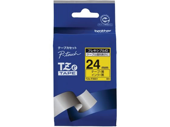ケーブルの巻き付け（ラッピング・フラッグ）用途でも、剥がれにくい特殊な粘着剤を使用しています。曲面への貼り付けにおいても、充分な粘着性能を発揮します。●文字色：黒文字●テープ色：黄●テープ幅：２４ｍｍ