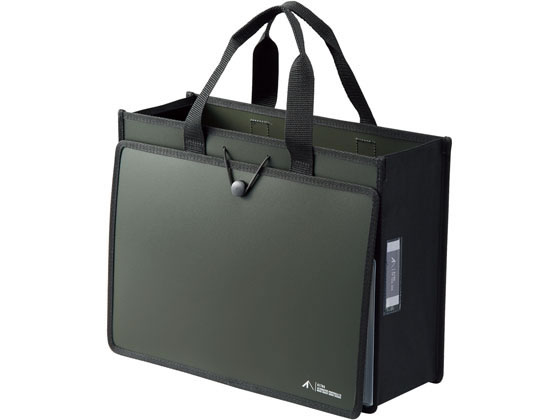 ●色：オリーブ●サイズ：Ａ４●外寸法：縦（ハンドル除く）２７７×横３６０×厚さ１５０ｍｍ●材質：本体／ポリプロピレン（生地厚０．８ｍｍ）・ポリエステル●耐荷重： ●折り畳み時：約縦２７７×横３６０×厚