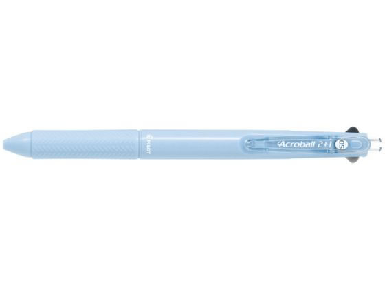 ●軸色：ライトブルー●仕様：２色ボールペン（黒、赤）＋シャープペン●ボール径：０．５ｍｍ（極細）●インキ：油性染料インキ（アクロインキ）●シャープ芯径：０．５ｍｍ●サイズ：最大径Φ１２．０ｍｍ×全長１
