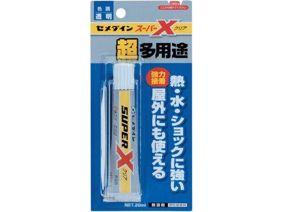 ●型番：AX-038●色：透明 ●容量（ml）：20●チューブタイプ ●スーパーXシリーズ●主成分：変成シリコーン樹脂●ヘラ●超多用途・無溶剤・弾性接着剤のスーパーXシリーズです。●熱・水・ショックに