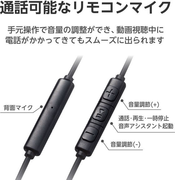エレコム 有線イヤホン 1.2m Type-C ブラック EHP-DF10IMBK 通販