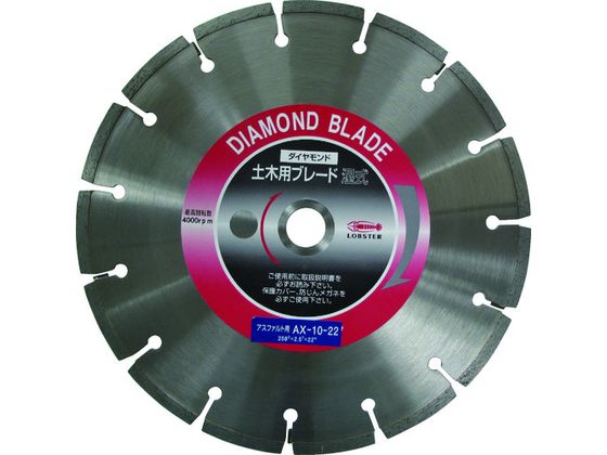 エビ ダイヤモンドカッターアスファルト用 10インチ 22パイ AX1022