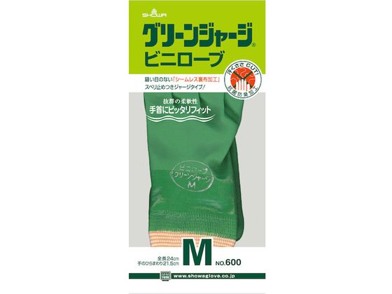 ショーワ 塩化ビニール手袋 No600グリーンジャージ Mサイズ NO600M