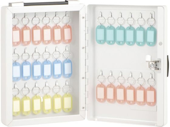 ●キー収納数：３０個●サイズ（ｍｍ）：２００×６５×２８４●重量（ｋｇ）：１．４●材質：本体／スチール・ＡＢＳ樹脂・ＰＶＣ（塩化ビニル樹脂）、キーホルダー／ＰＰ●付属品：キーホルダー（赤×１２個・青／