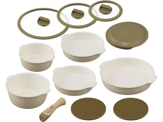 アイリスオーヤマ お皿になるフライパン12点セット アイボリー DPAN