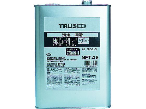 ●型番：ECO-SL-C4●色：透明 ●容量（L）：4●使用温度範囲：−50〜150℃ ●スプレー後の状態：低粘度オイル状 ●容器：缶●主成分：合成油（シリコーンオイル）、溶剤