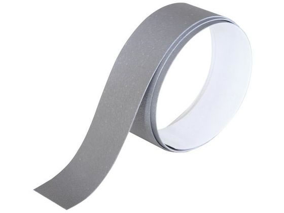 ●衣類・布製品用反射材粘着テープ●色：シルバー●サイズ：幅１８ｍｍ×長さ５００ｍｍ●材質：表面／ガラスビーズ加工（オープンレンズ型）、基材／ポリエステル、コットン、粘着剤／アクリル系粘着剤●接着できる