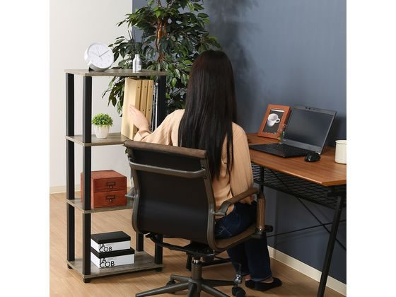 不二貿易 フィット 4段ラック ナチュラル×ブラック 99773 通販