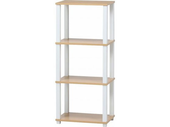 不二貿易 フィット 4段ラック ナチュラル×ホワイト 99774 通販