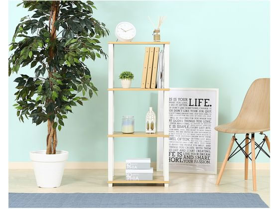 不二貿易 フィット 4段ラック ナチュラル×ホワイト 99774 通販