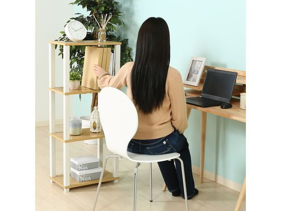 不二貿易 フィット 4段ラック ナチュラル×ホワイト 99774 通販