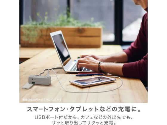 ソニック 3口コンセント 直挿し USBポート付 ライトブルー UL-5792-LB
