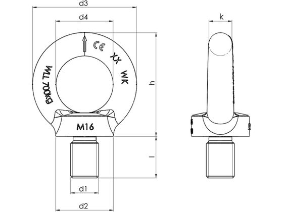 エスコ アイボルト ステンレス製 SUS316 M10×17mm EA638SD-23 通販