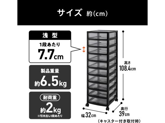 アイリスオーヤマ スーパークリアチェスト 浅型 10段 ブラック SCE2