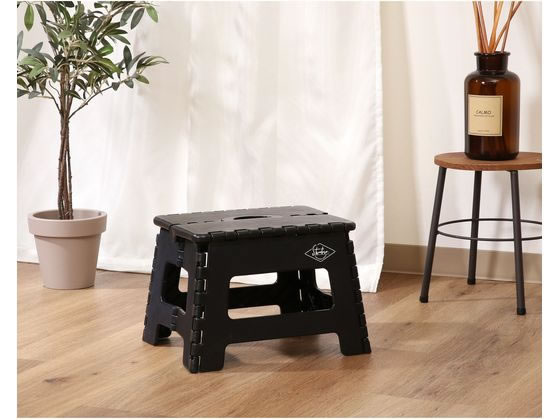 不二貿易 フォールディングステップスツール H22cm ブラック 86874