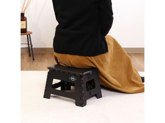 不二貿易 フォールディングステップスツール H22cm ブラック 86874