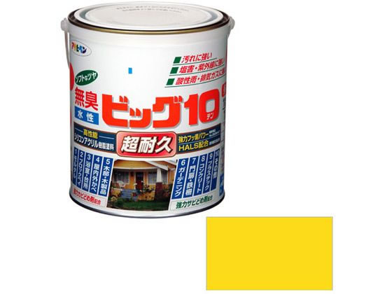●内容量：１．６Ｌ●カラー：２０２黄色●重量：２２００ｇ●標準塗り回数：１回塗り●光沢：半ツヤ●塗膜の仕上がり：不透明（下地を隠す）●塗料タイプ：フッ素樹脂配合水性シリコンアクリルエマルション樹脂塗料