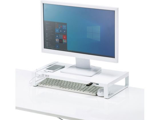 サンワサプライ 電源タップ+USBハブ付き机上ラック MR-LC204WN サンワサプライ 電源タップ+USBハブ付き机上ラック MR-LC204WN