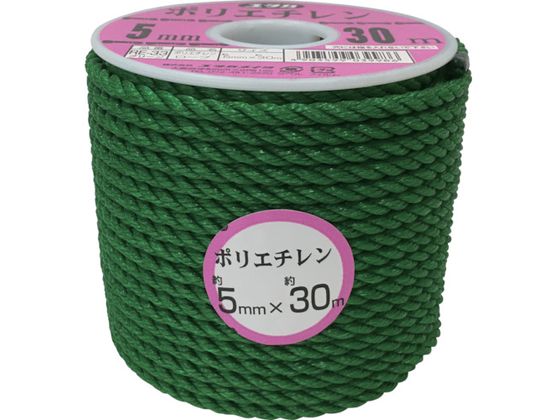 ●型番：RE-33●色：緑 ●線径（mm）：5 ●長さ（m）：30 ●包装形態：ボビン巻●ポリエチレン（PE）
