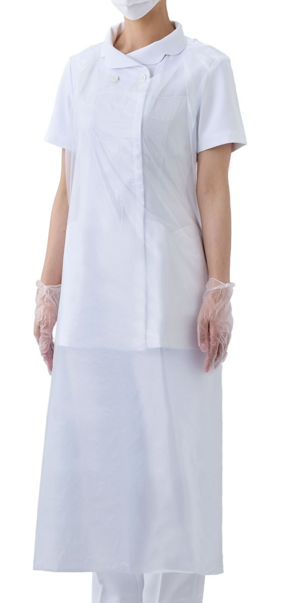 オオサキメディカル プラスチックエプロン 袖なし ホワイト 100枚