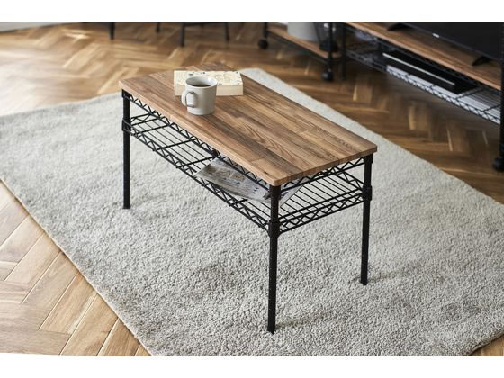 アイリスオーヤマ カラーメタルラック テーブル W760×H400 ブラック