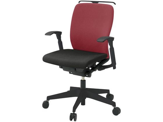 ●品番：ＫＦ−４４７ＰＶＨＴ１Ｔ１Ｍ４●カラー：ベース（本体・肘・ハンガー・脚）／ブラック、張地／ラズベリーレッド●外寸法：幅６４０×奥行５８５×高さ８６０ｍｍ●座面高さ：４２０〜５３５ｍｍ●座面寸法
