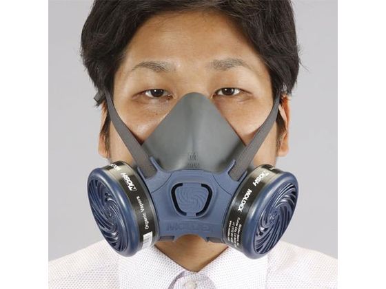 ●名称：マスク本体●サイズ：Ｍ●２缶式タイプ ハーフマスク●首・後頭部がけタイプ●カートリッジ別売。ＥＡ８００ＭＶ−１１〜−１７よりお選び下さい。●フィルター（ＥＡ８００ＭＶ−２１、−２２）をご使用の