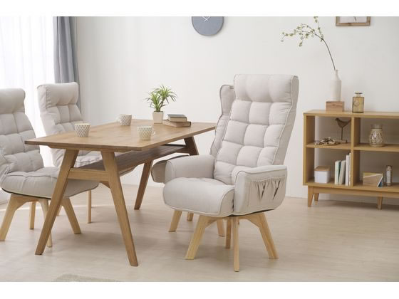 アイリスオーヤマ 回転ファブリックチェア ハイバック アイボリー FACN