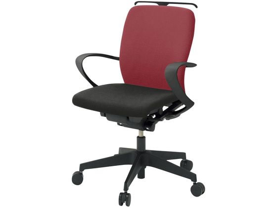 ●品番：ＫＦ−４４６ＰＶＨＴ１Ｔ１Ｍ４●カラー：ベース（本体・肘・ハンガー・脚）／ブラック、張地／ラズベリーレッド●外寸法：幅６４０×奥行５８５×高さ８６０ｍｍ●座面高さ：４２０〜５３５ｍｍ●座面寸法
