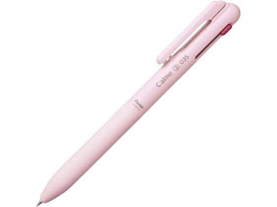 ●仕様：３色ボールペン●軸色：ピンク●インキ色：黒、赤、青●ボールペンインキ成分：油性染料＋顔料●ボール径：０．３５ｍｍ●本体サイズ：１８×１３×１４６ｍｍ●材質：前軸／ＰＰ、後軸・クリップ／ＰＣ、ス