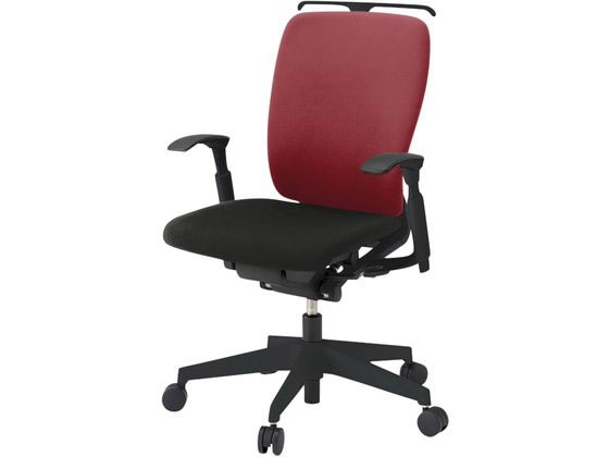 ●品番：ＫＦ−４３７ＰＶＨＴ１Ｔ１Ｍ４●カラー：ベース（本体・肘・ハンガー・脚）／ブラック、張地／ラズベリーレッド●外寸法：幅６４０×奥行５８５×高さ９１０ｍｍ●座面高さ：４２０〜５３５ｍｍ●座面寸法