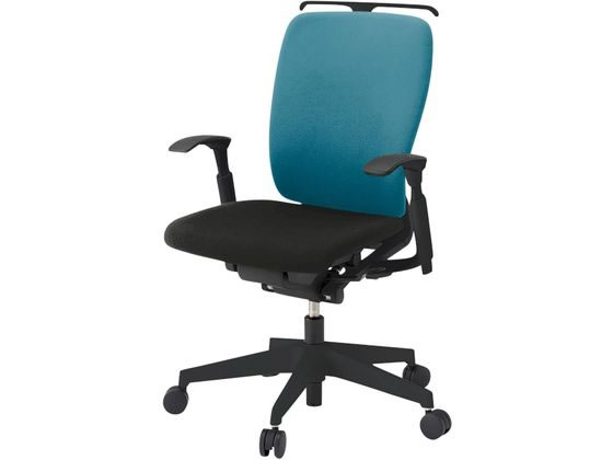 ●品番：ＫＦ４３７ＰＶＨＭＴ１Ｔ１Ａ３●カラー：ベース（本体・肘・ハンガー・脚）／ブラック、張地／ストロングブルー●外寸法：幅６４０×奥行５８５×高さ９１０ｍｍ●座面高さ：４２０〜５３５ｍｍ●座面寸法