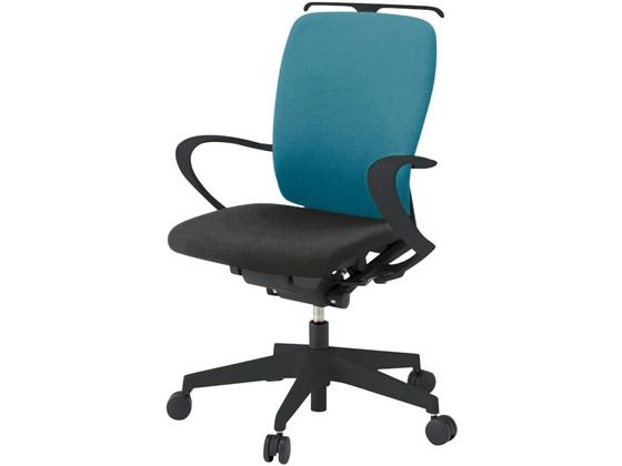 ●品番：ＫＦ４３６ＰＶＨＭＴ１Ｔ１Ａ３●カラー：ベース（本体・肘・ハンガー・脚）／ブラック、張地／ストロングブルー●外寸法：幅６４０×奥行５８５×高さ９１０ｍｍ●座面高さ：４２０〜５３５ｍｍ●座面寸法