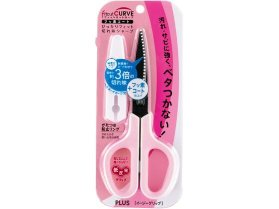 プラス はさみ フィットカットカーブフッ素コートホワイト ピンク SC