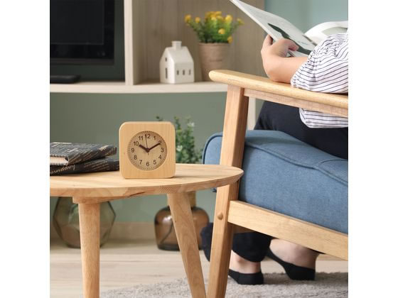 不二貿易 置時計 ウッド スクエア ナチュラル 36696 通販
