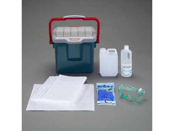 ●セット内容：油分散洗浄剤 （１Ｌ）×１本油吸着パッド（水分離型）×５枚薄手塩ビ手袋（Ｌ／３００ｍｍ）×１双ゴーグル×１個２Ｌポリ容器×１個●希釈：１０〜３０倍又は３０〜５０倍●ケース：外寸：４１０×