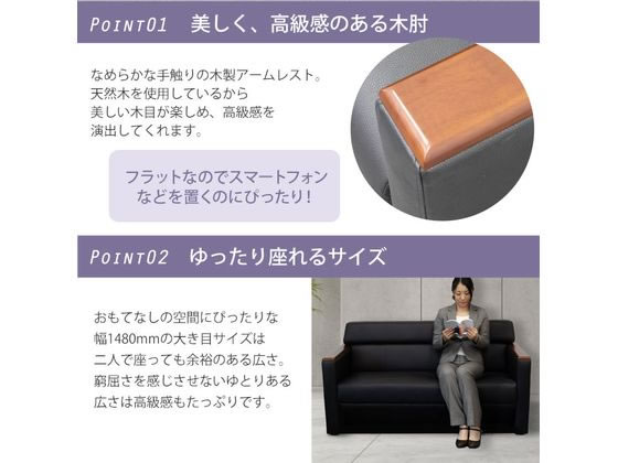 応接ソファ 2人用 幅1140×奥行720×高さ740(座面高400)mm ANITA-2-2（商品番号：anita-2p）の通販 |  オフィス家具通販サイトのLOOKIT(ルキット)