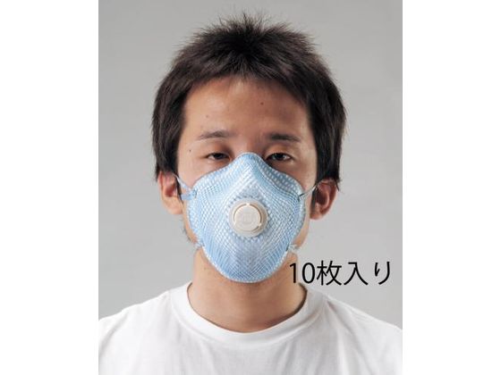 ●吸気抵抗（平均実測値）：２５Ｐａ以上●排気抵抗（平均実測値）：３５Ｐａ以上●材質：外側：デュラ−メッシュポリプロピレンヘッドストラップ：合成ゴム●入数：１０枚入り●排気弁付き●首・後頭部がけタイプ●