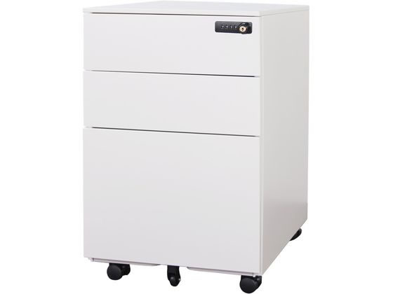 Netforce 3段ワゴン W390×D520×H600 ダイヤル錠 ホワイト 通販