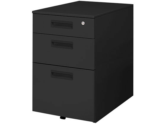●カラー：ブラック●外寸法：幅３８５×奥行５５０×高さ６１６ｍｍ●引き出し内寸：上段／幅３１５×奥行４１８×高さ５８ｍｍ、中段／幅３１５×奥行４１８×高さ１１４ｍｍ、下段／幅３１５×奥行４４５×高さ２
