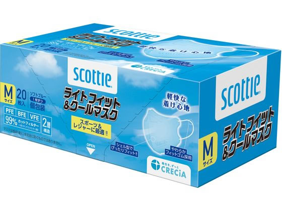 クレシア スコッティ ライトフィット&クールマスク M ソフトブルー 20