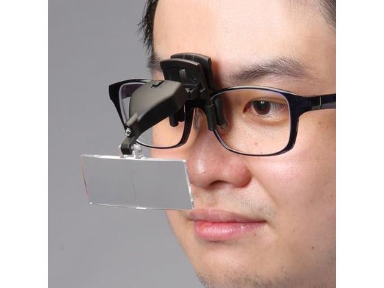 ●倍率：１．５・２．５・３．５倍●レンズサイズ：７５×３０ｍｍ●サイズ：７５×７０×４０ｍｍ●ＬＥＤライト付●バッテリー内蔵●レンズ３枚●使用電池：ＬＲ１１３０×３個（付属）●重量：２７ｇ●レンズ角度